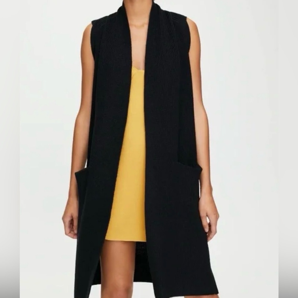 Cyrus open front sleeveless duster cardigan